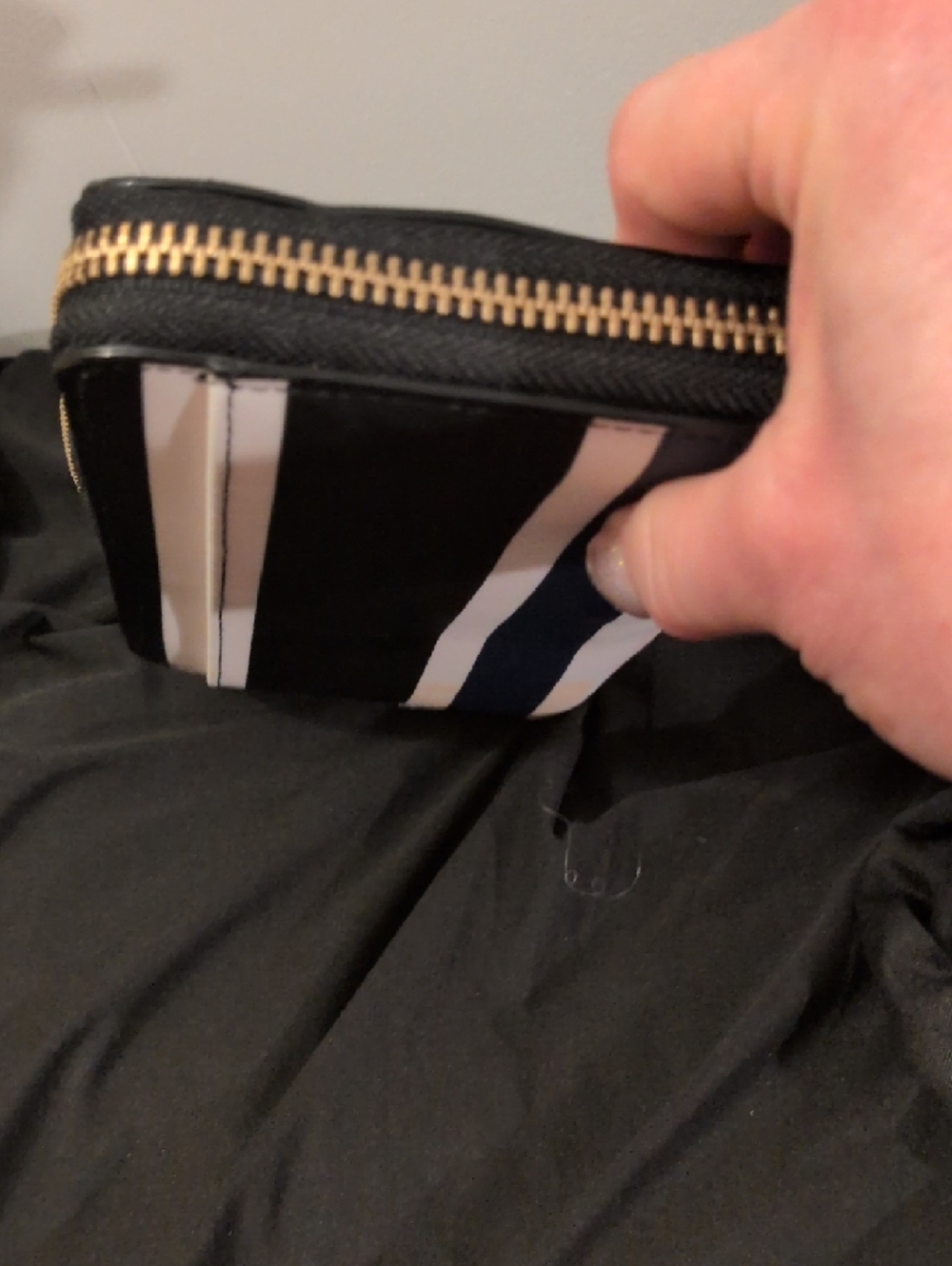 kate spade Navy, Blush & White Striped Zip Wallet - Picture 11 of 13